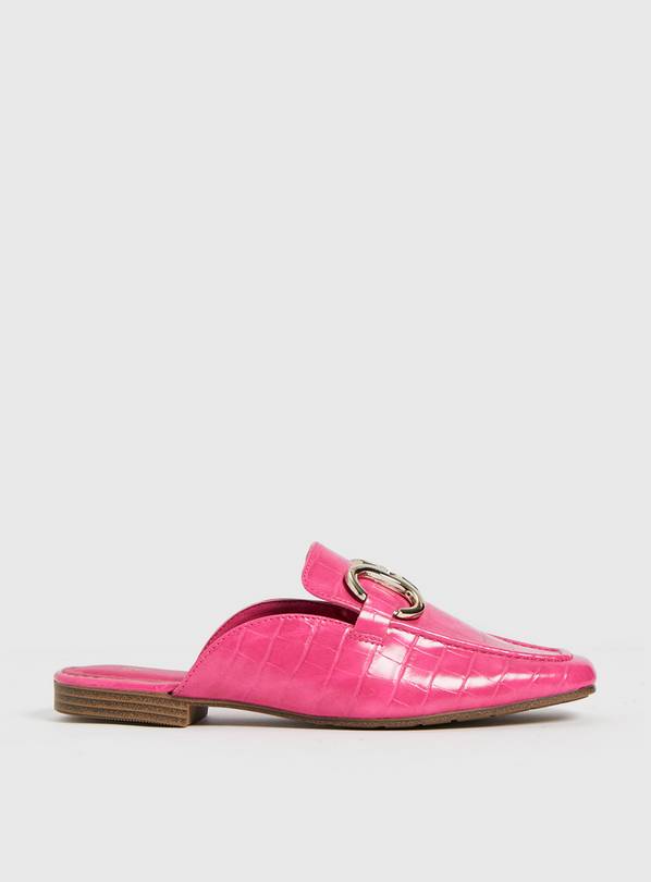 Pink Mock Croc Chain Detail Mule Loafer 3
